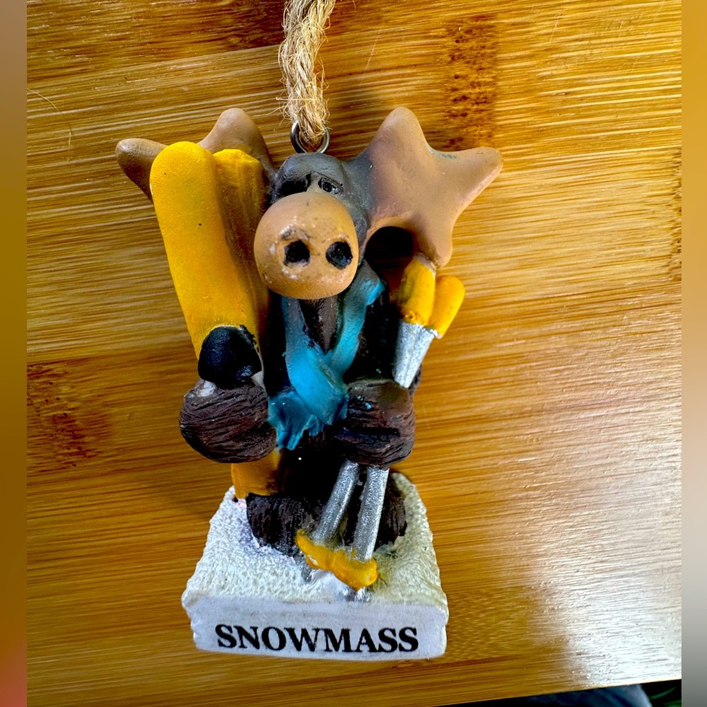 COPY - Aspen Colorado Snowmass Ski Resort Holiday Christmas Ornament Moose with…